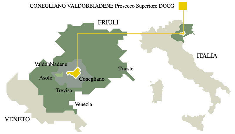Prosecco DOCG Valdobbiadene – Extra Dry - zona produzione